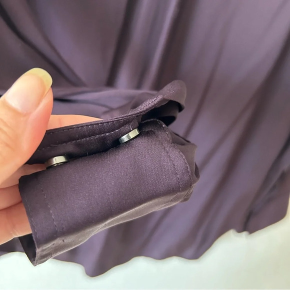 Vince 100% Silk Purple Zip Placket  Popover Top Tunic Lightweight Shirt Blouse S - Picture 11 of 14